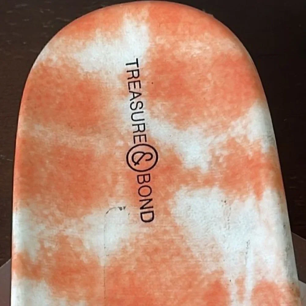New Treasure & Bond Girls Ellie Clear Cross Toe Tie Dye Orange Slide Sandals 5